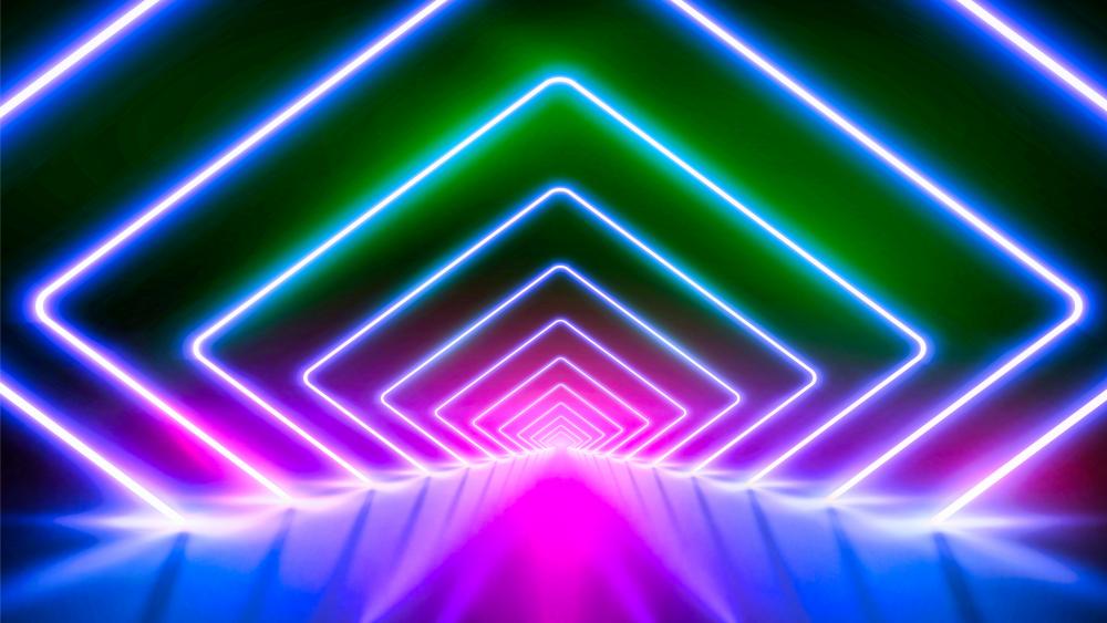 Neon Laser Light Infinite Tunnel wallpaper