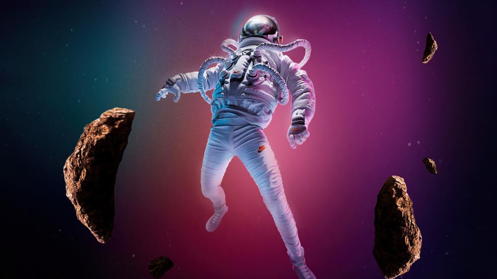 Astronaut Amidst Cosmic Debris wallpaper