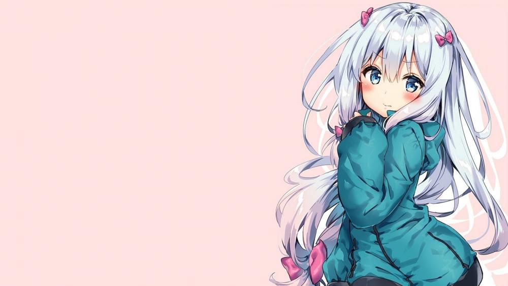 Adorable Anime Charm in Pastel Pink wallpaper