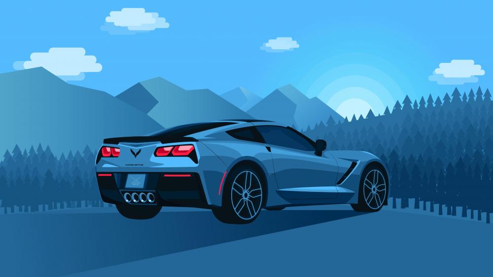 Blue Corvette Dream Ride wallpaper