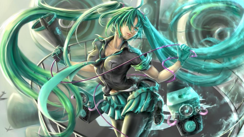 Energetic Hatsune Miku Performance wallpaper