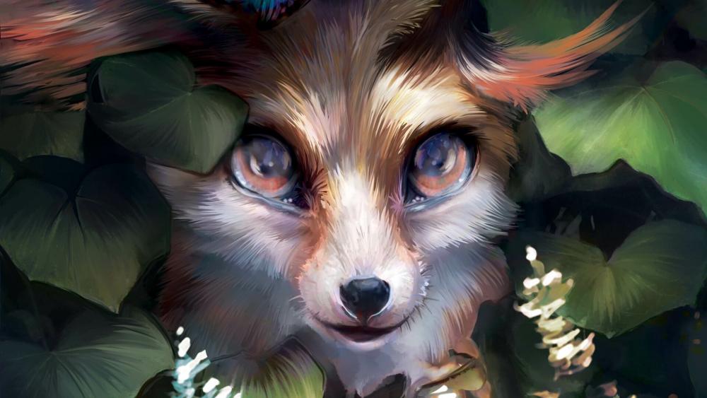 Enchanted Forest Fox Gaze wallpaper