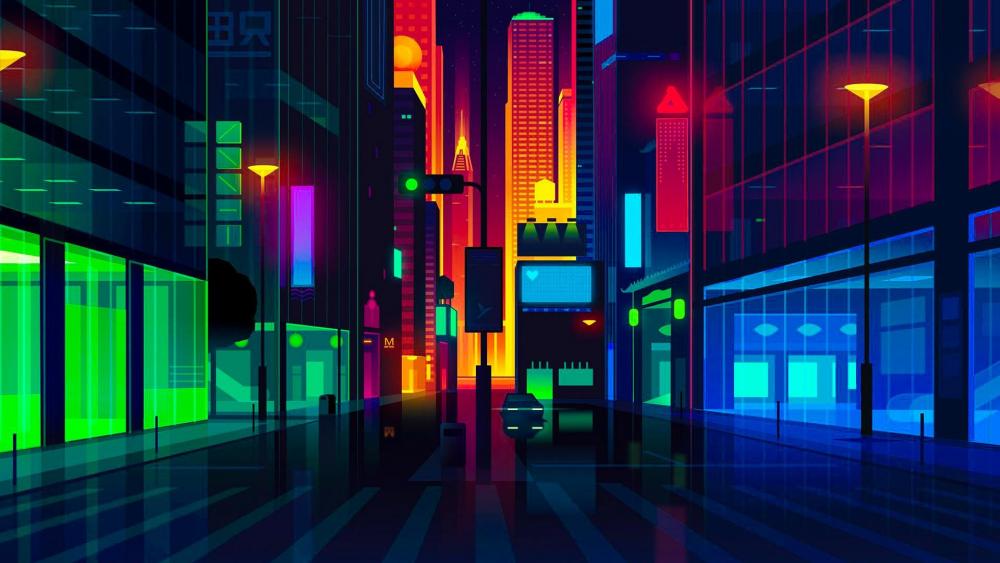 Neon Metropolis Dreamscape wallpaper