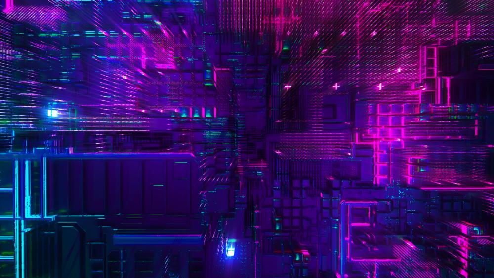Neon Circuit Cityscape wallpaper