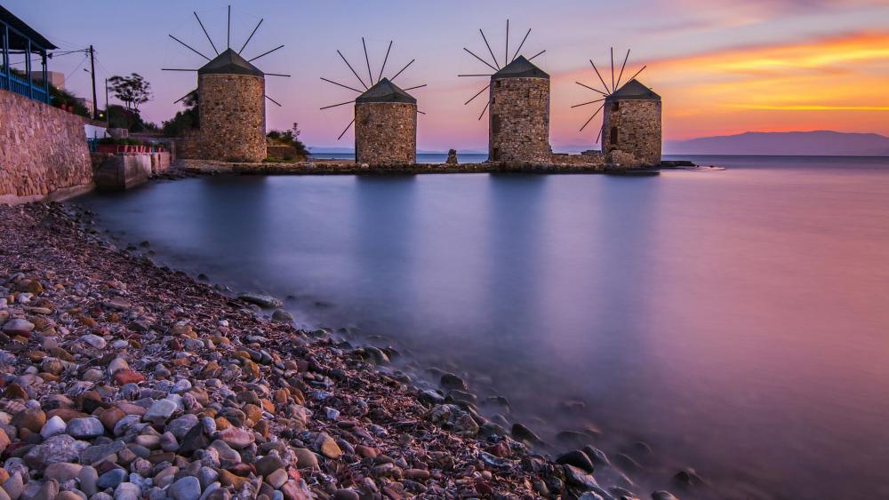 Windmills of Chios wallpaper