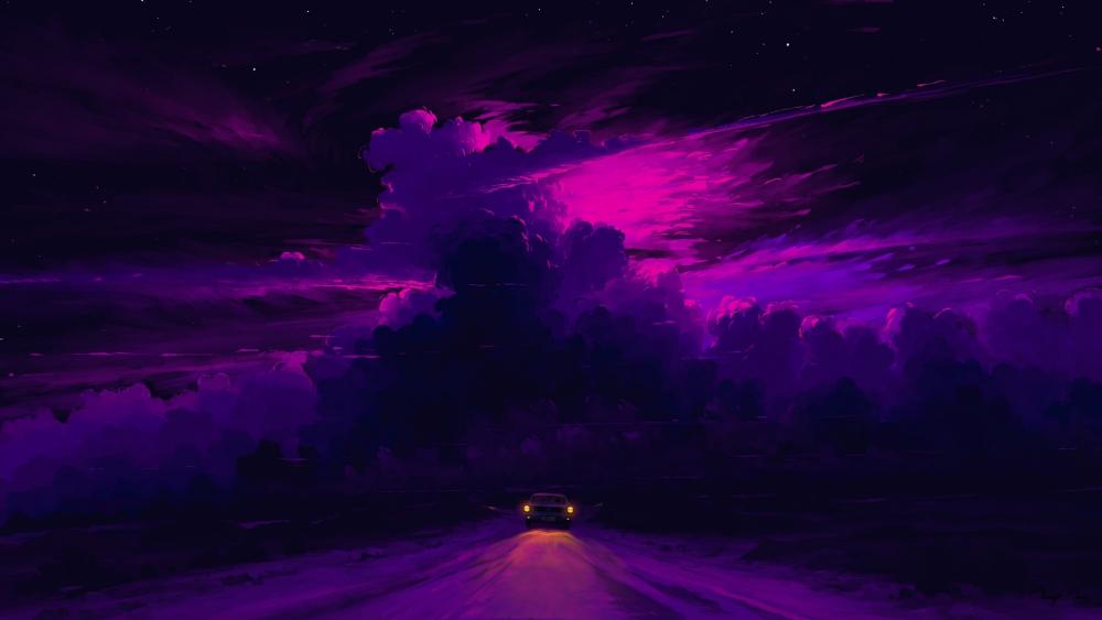 Mystical Purple Road Trip wallpaper