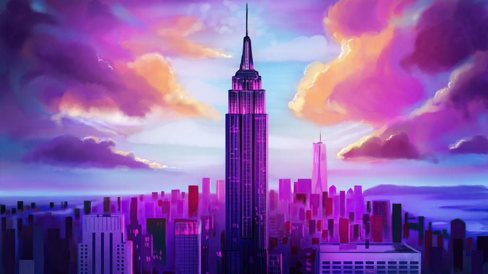 New York City digital painting art wallpaper