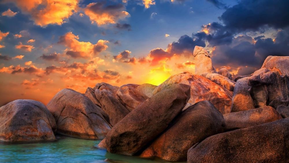 Koh Samui, The picturesque pile of rocks on the beach, Thailand wallpaper