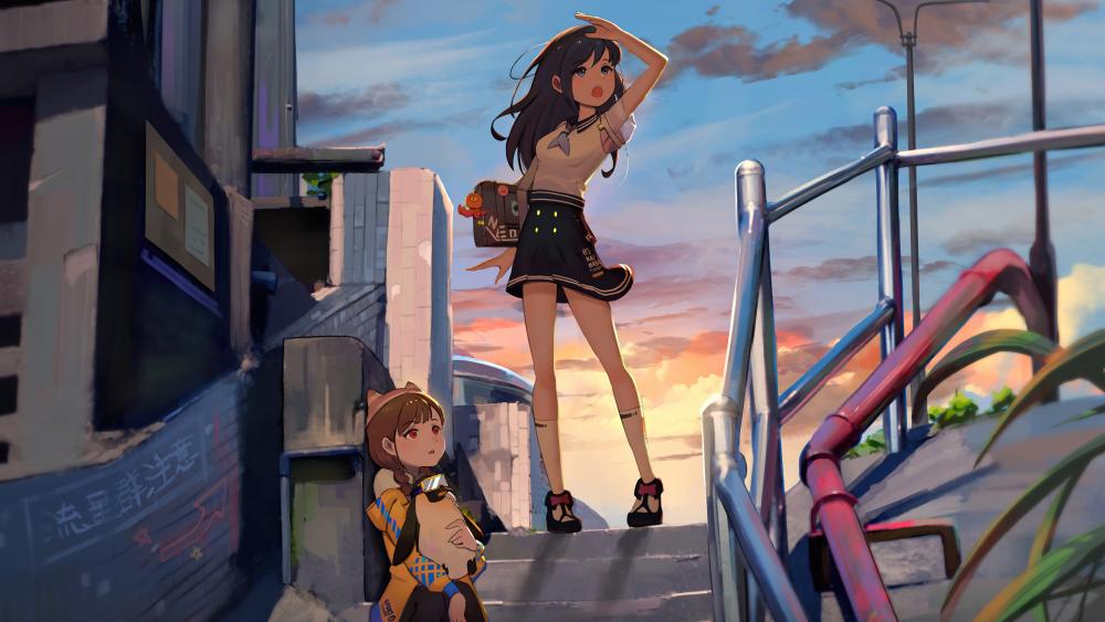 Stairway to Sunshine Anime Dreamscape wallpaper