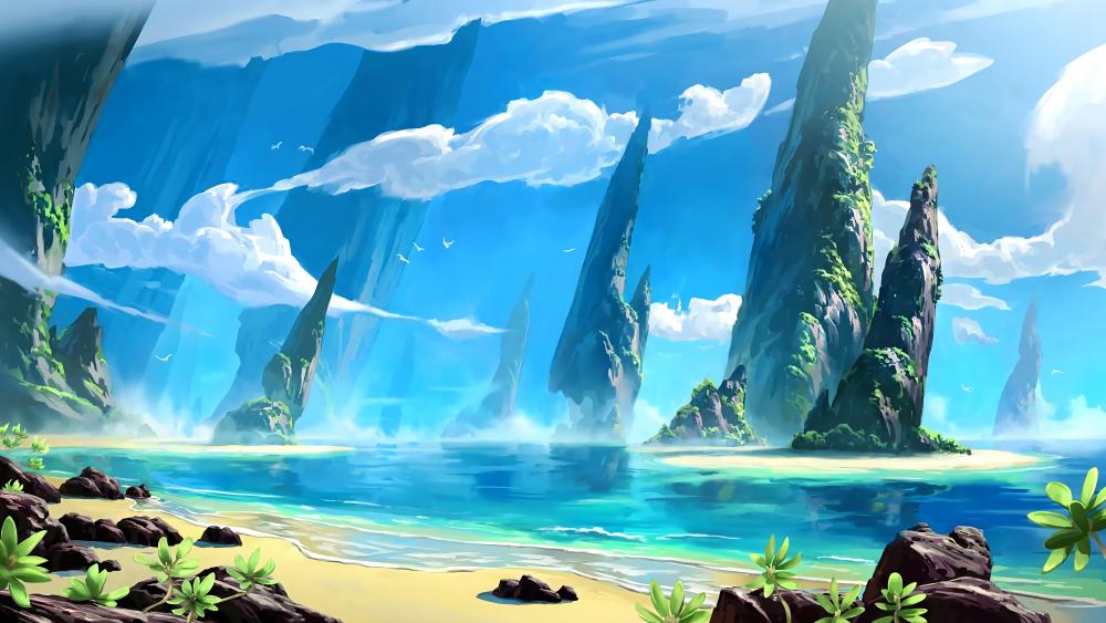 Tropical Fantasy Realm Escape wallpaper