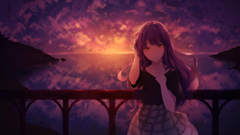 Ethereal Twilight Dream with Anime Girl wallpaper