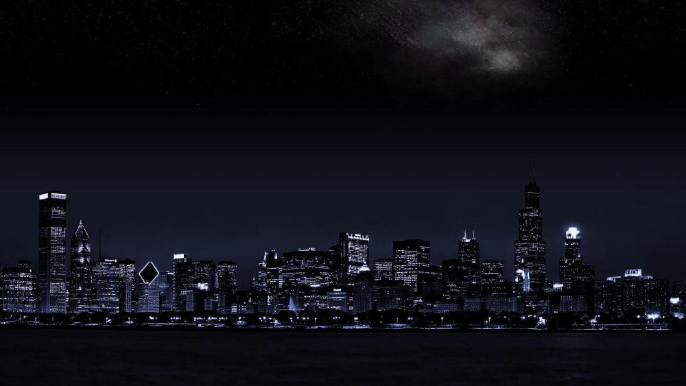 Chicago night cityscape wallpaper