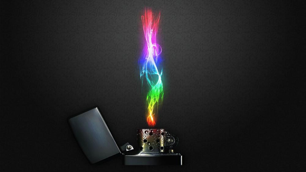 Colorful lighter flame wallpaper