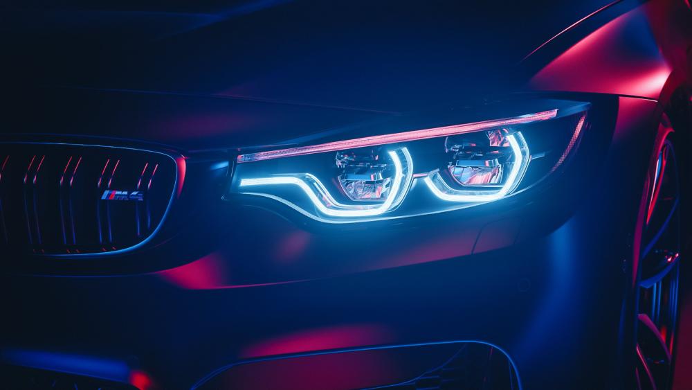 Illuminated Precision BMW M4 Headlight Wallpaper wallpaper