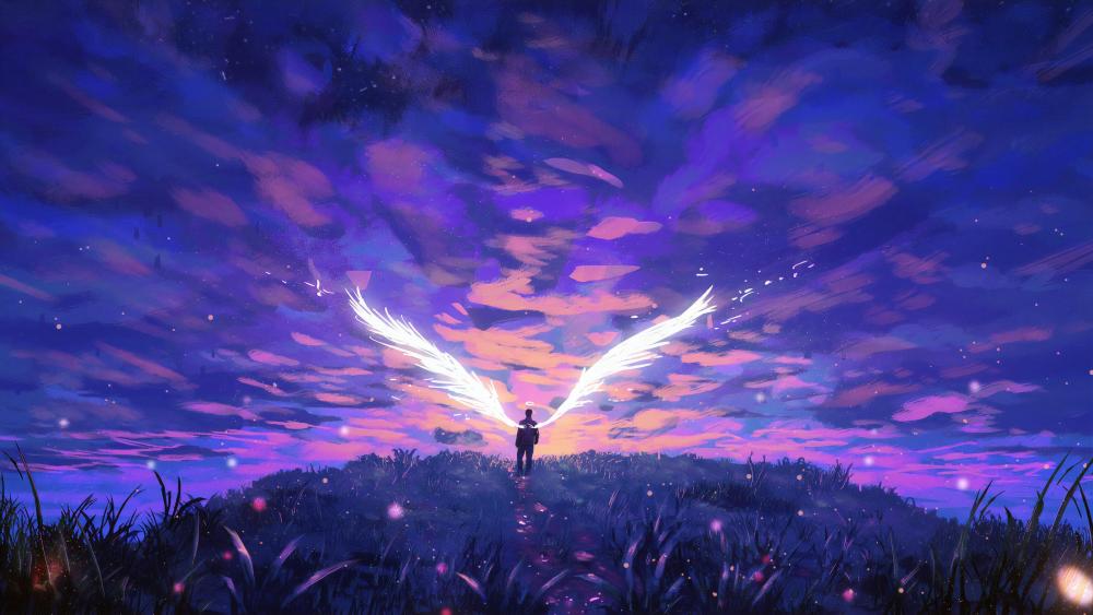 Ethereal Angel at Twilight wallpaper