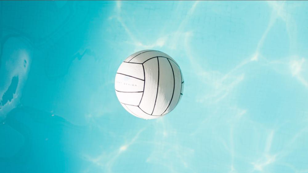 White volleyball in blue wallpaper