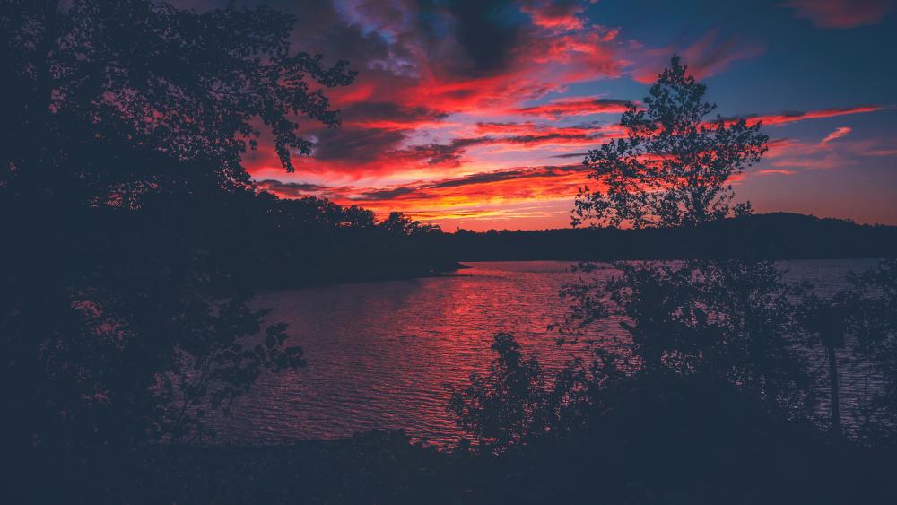 Twilight at the lake wallpaper