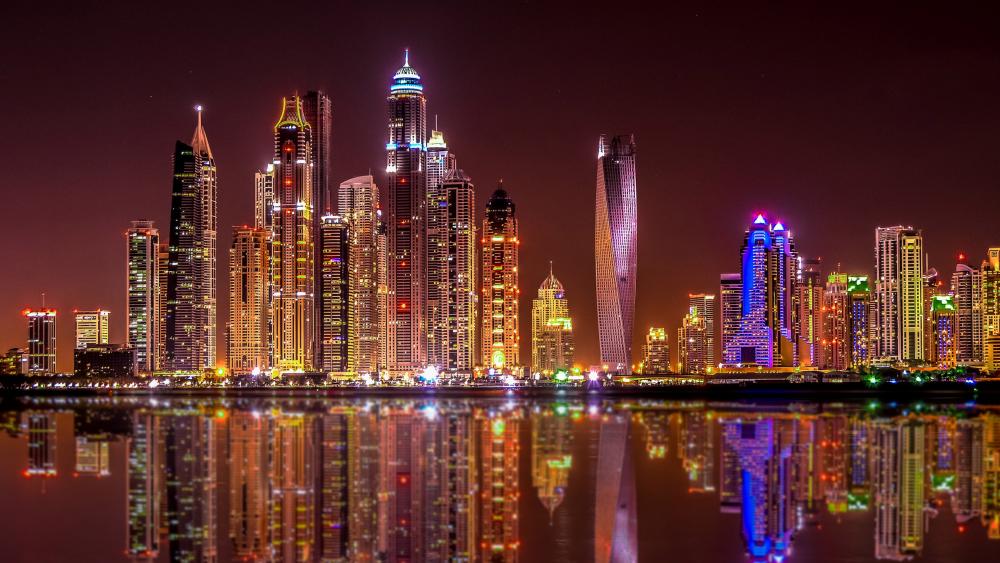 Dubai Marina reflection wallpaper