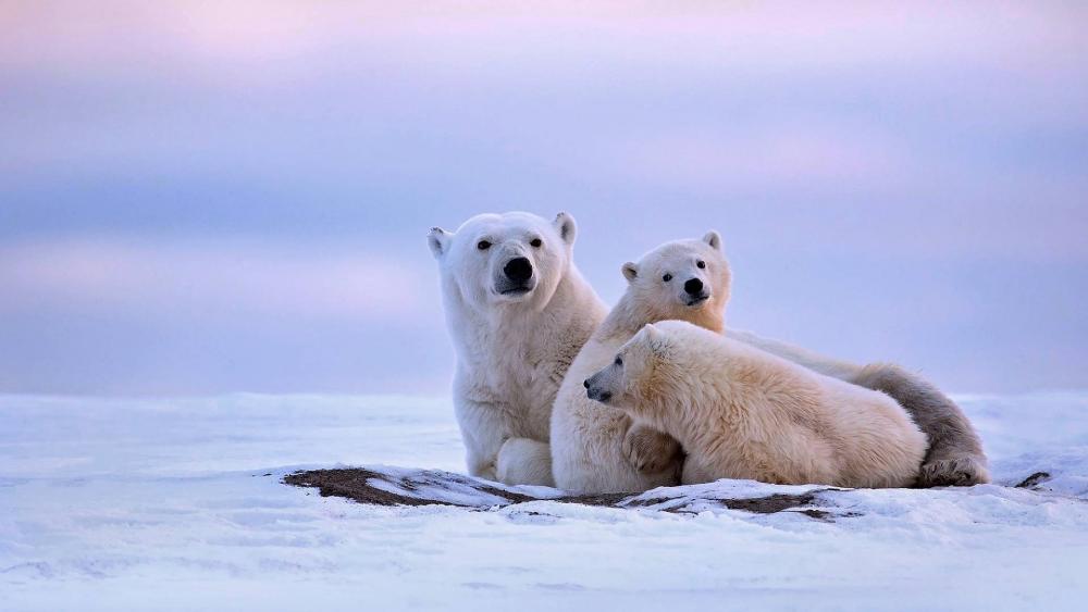 Polar bear family wallpaper
