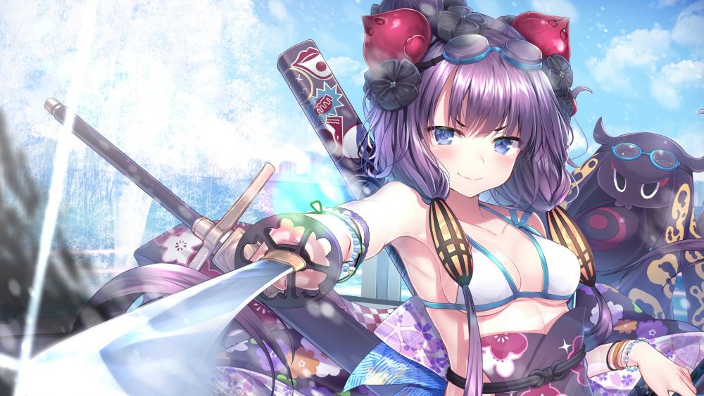 Kawaii Warrior Princess with Sword wallpaper