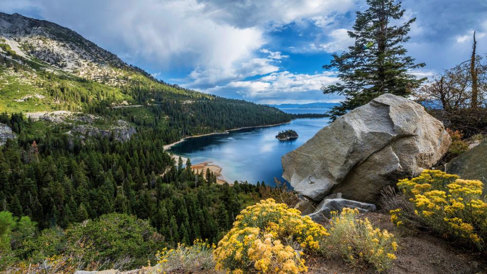 View of Emerald Bay on Lake Tahoe from Emerald Bay State Park, California wallpaper