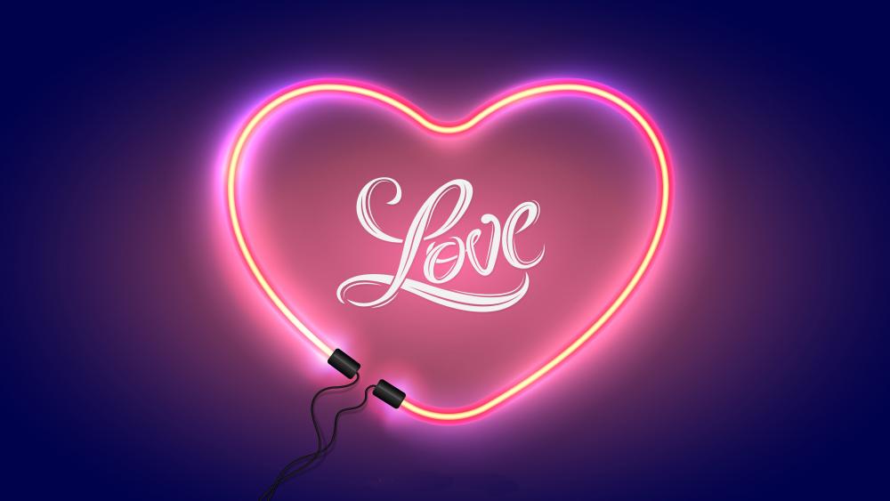 Glowing Neon Love Heart wallpaper