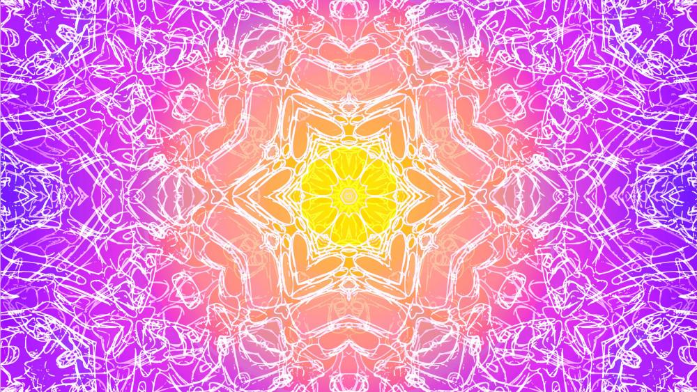 Purple yellow and white kaleidoscope pattern wallpaper