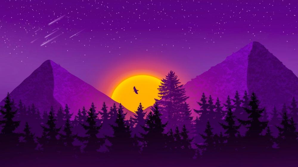 Mystical Purple Sunset wallpaper
