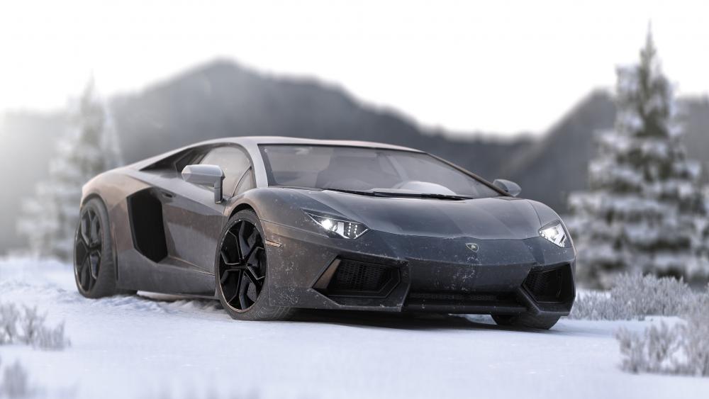 Lamborghini Aventador in ice wallpaper