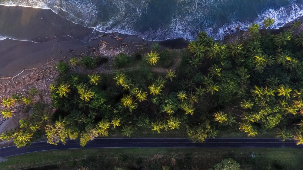 Coastal road from above wallpaper
