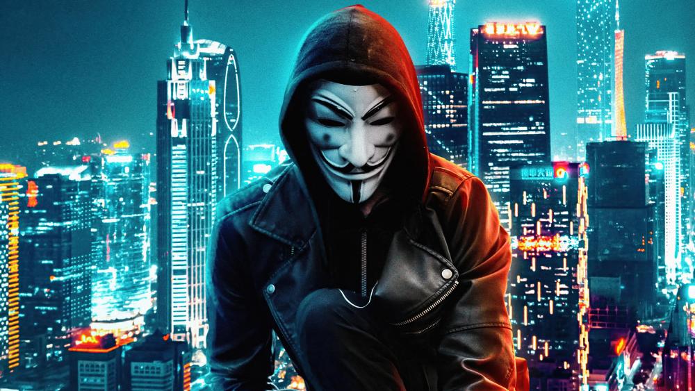 Surveillance Overlook: Anonymous in the Night City wallpaper