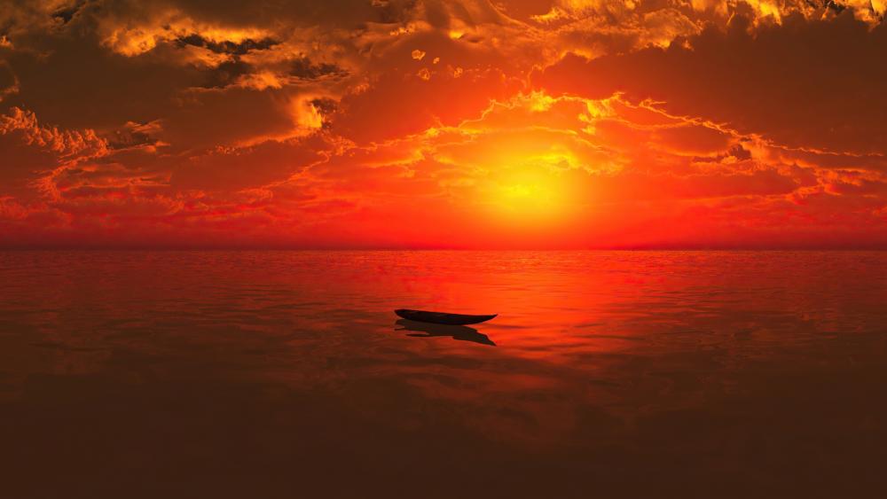 Boat sunset wallpaper