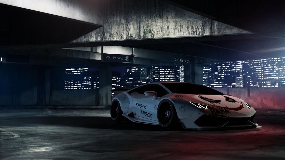 Joker inspired Lamborghini Aventador wallpaper