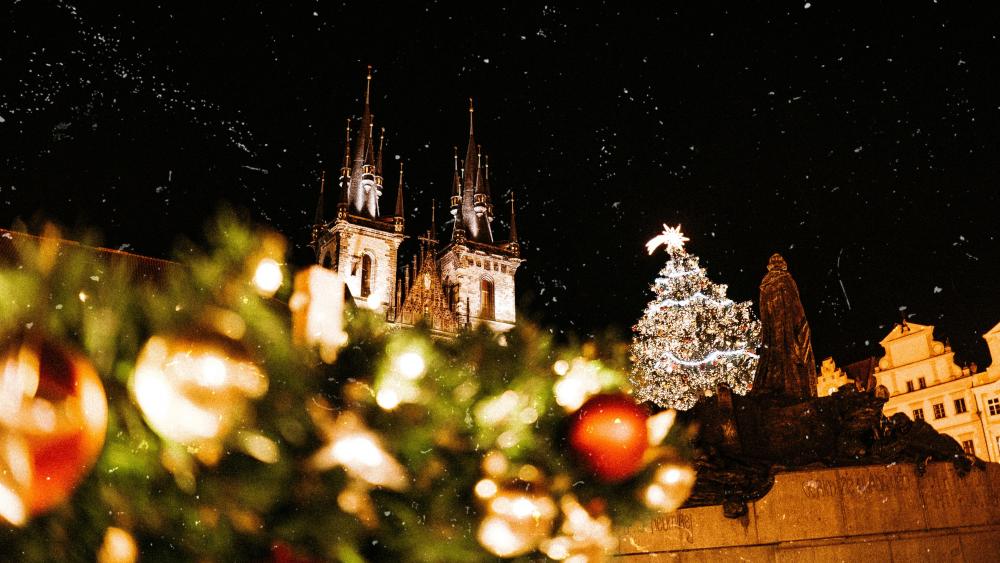 Prague in the Christmas season wallpaper