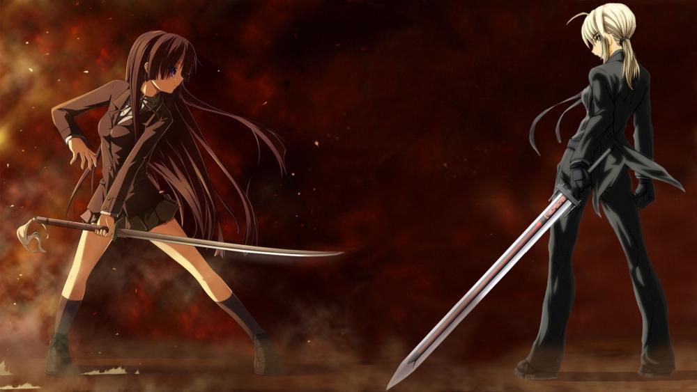 Anime girl fight wallpaper