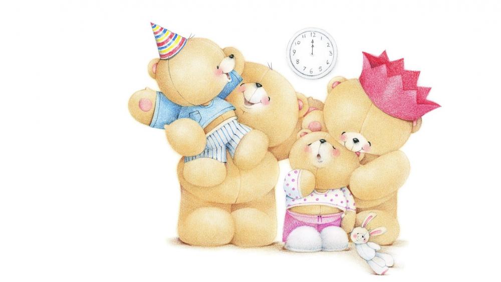 Teddy bear family wallpaper