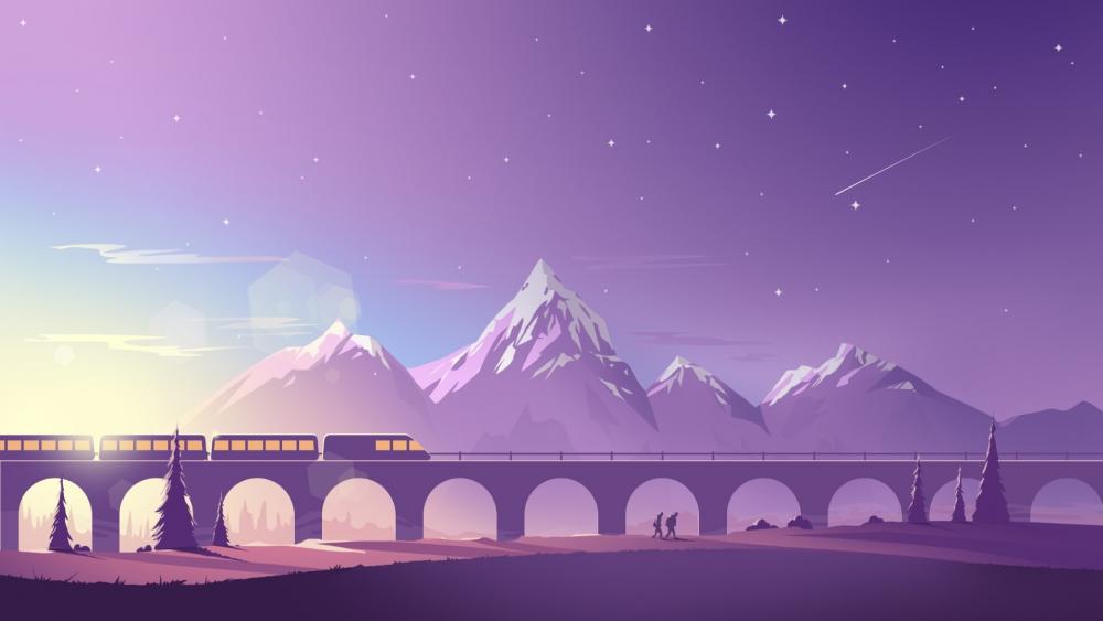 Purple Mountain Majesty with Shooting Star wallpaper
