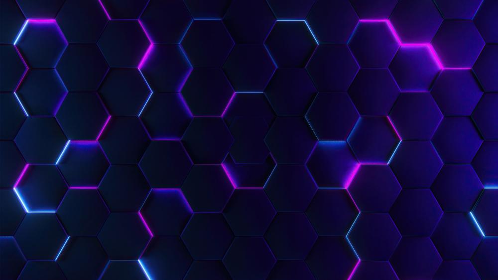 Neon Hexagons in the Dark wallpaper