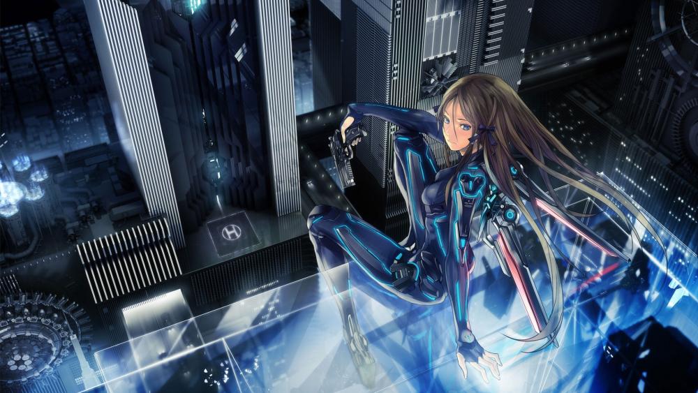 Futuristic Anime Escape in the Neon Metropolis wallpaper