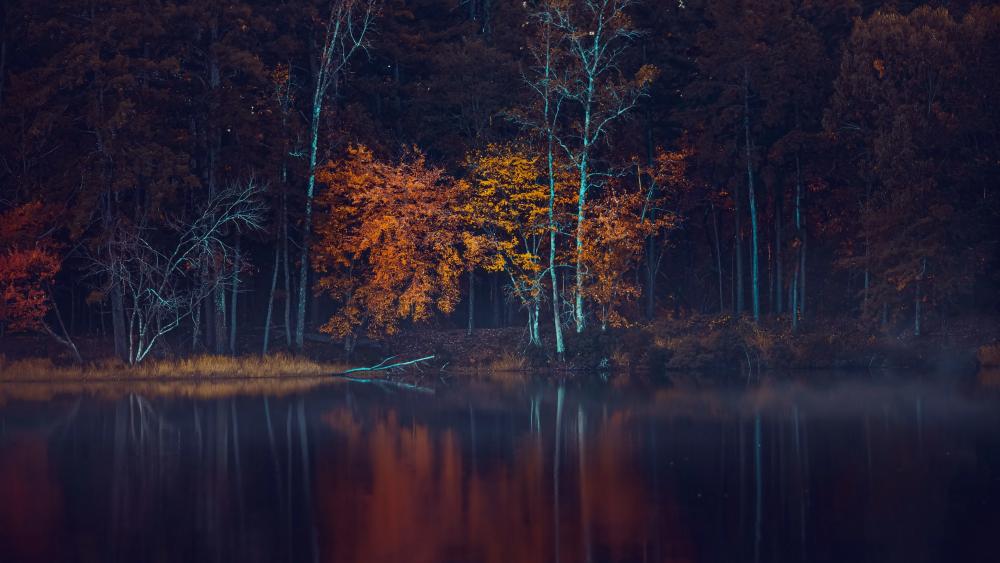 Autumn Twilight by the Lake wallpaper