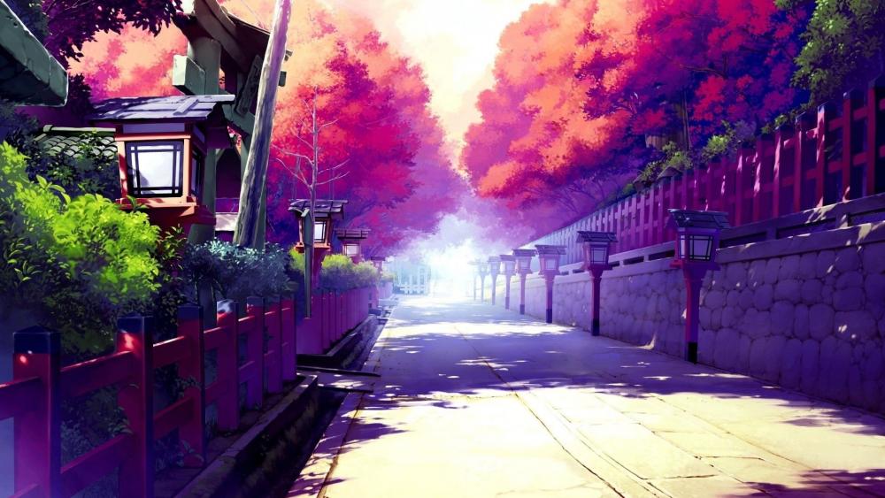 Autumn Magic in Anime Street wallpaper
