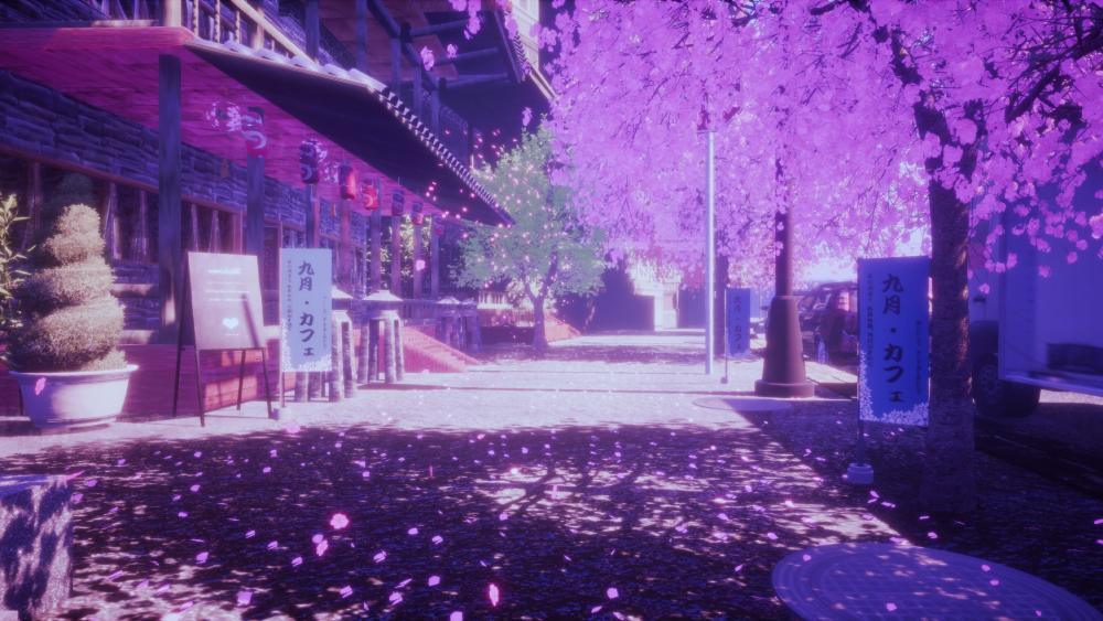 Sakura Dreamscape in Anime City wallpaper