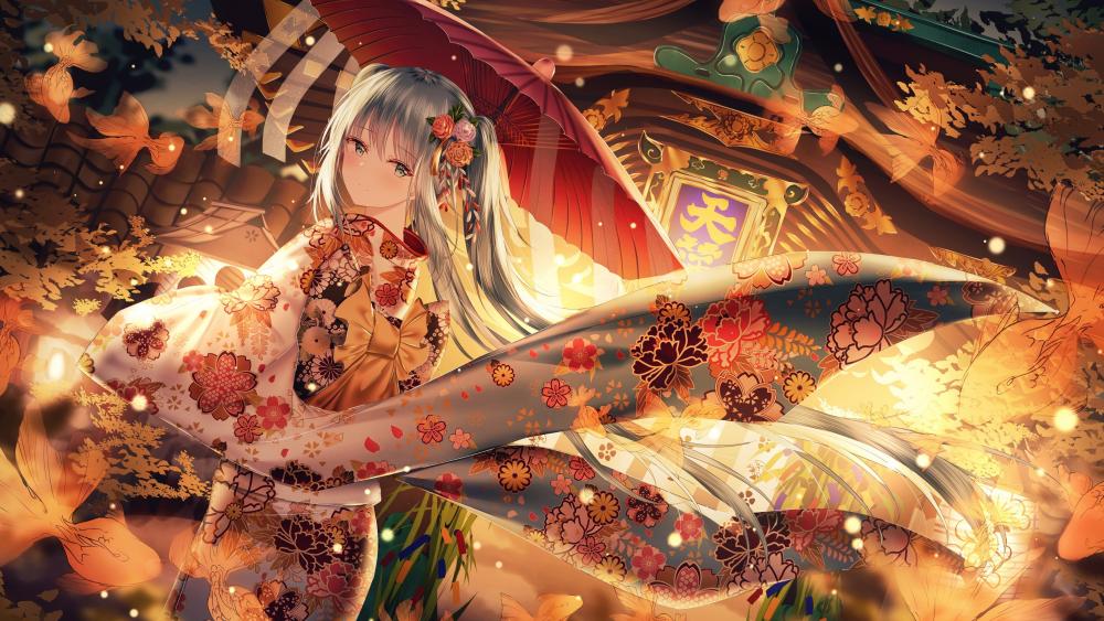 Enchanted Autumn Serenade with Hatsune Miku wallpaper