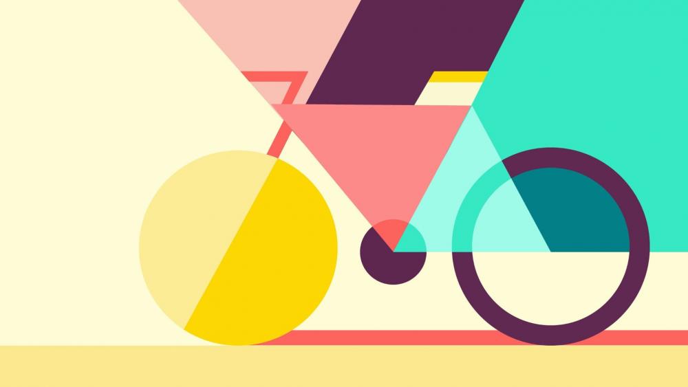 Geometric bicycle minimal abstract art wallpaper