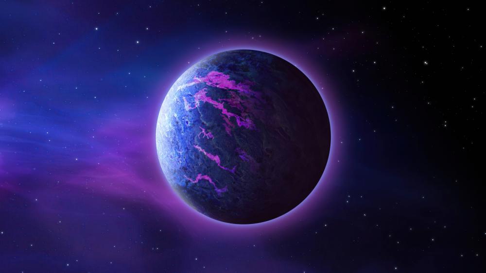 Mystic Purple Planet in Deep Space wallpaper