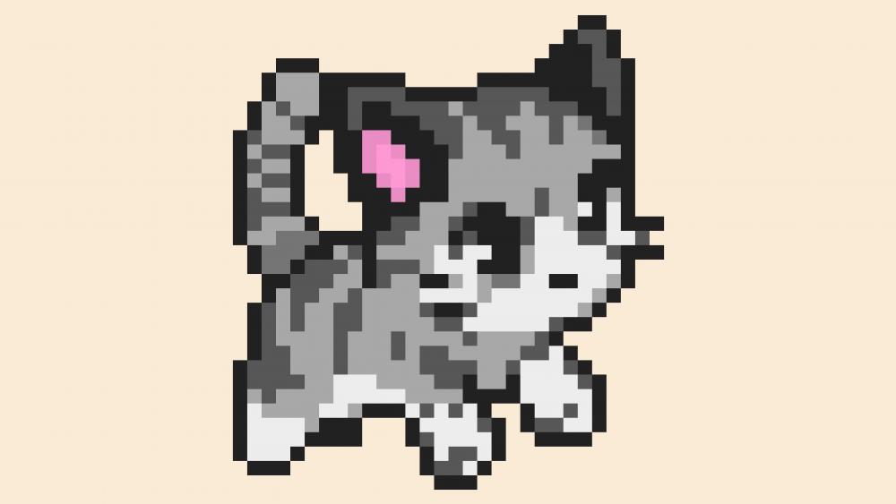 Pixel kitten wallpaper