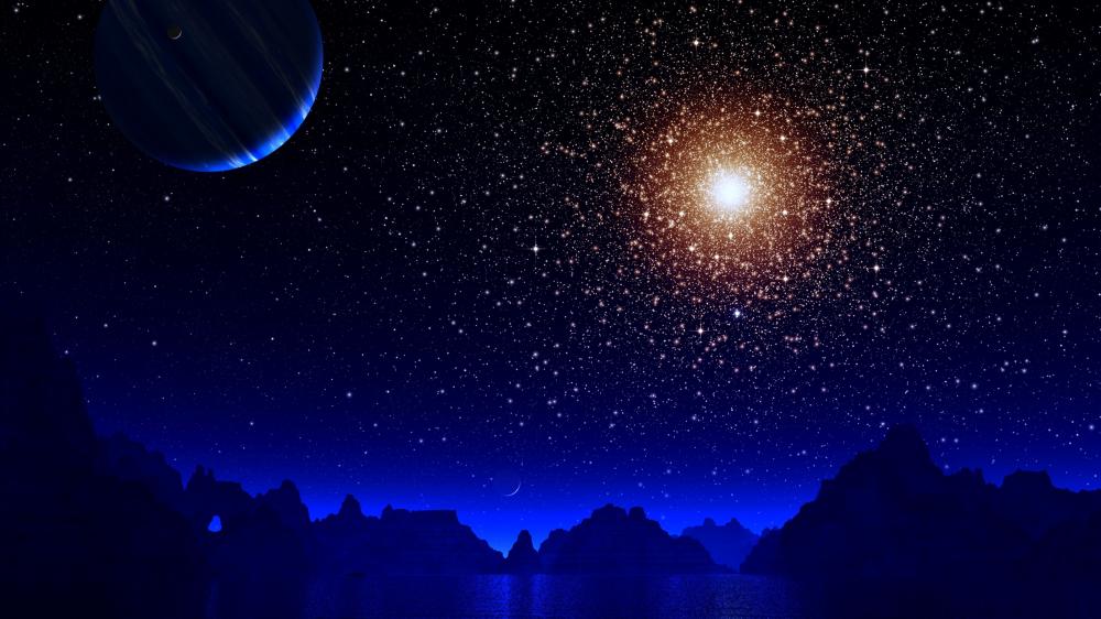 Stellar Dreamscape Amidst Midnight Blue wallpaper