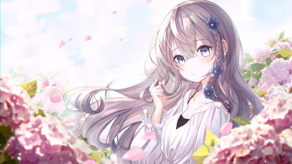 Blossoming Serenity with Anime Elegance wallpaper