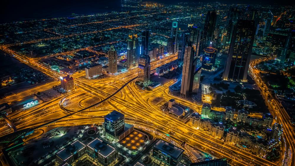 Dubai night skyline wallpaper