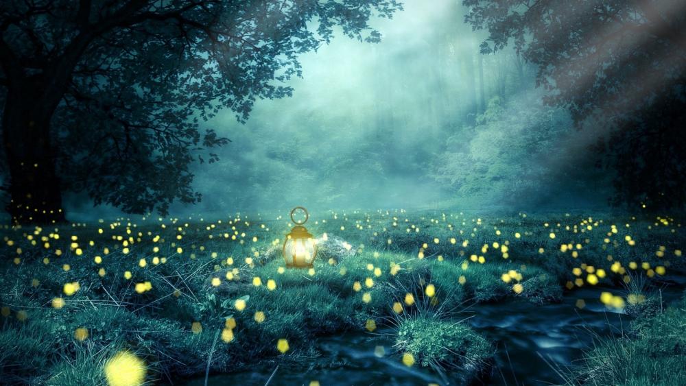 Enchanted Forest of Whispering Lights wallpaper
